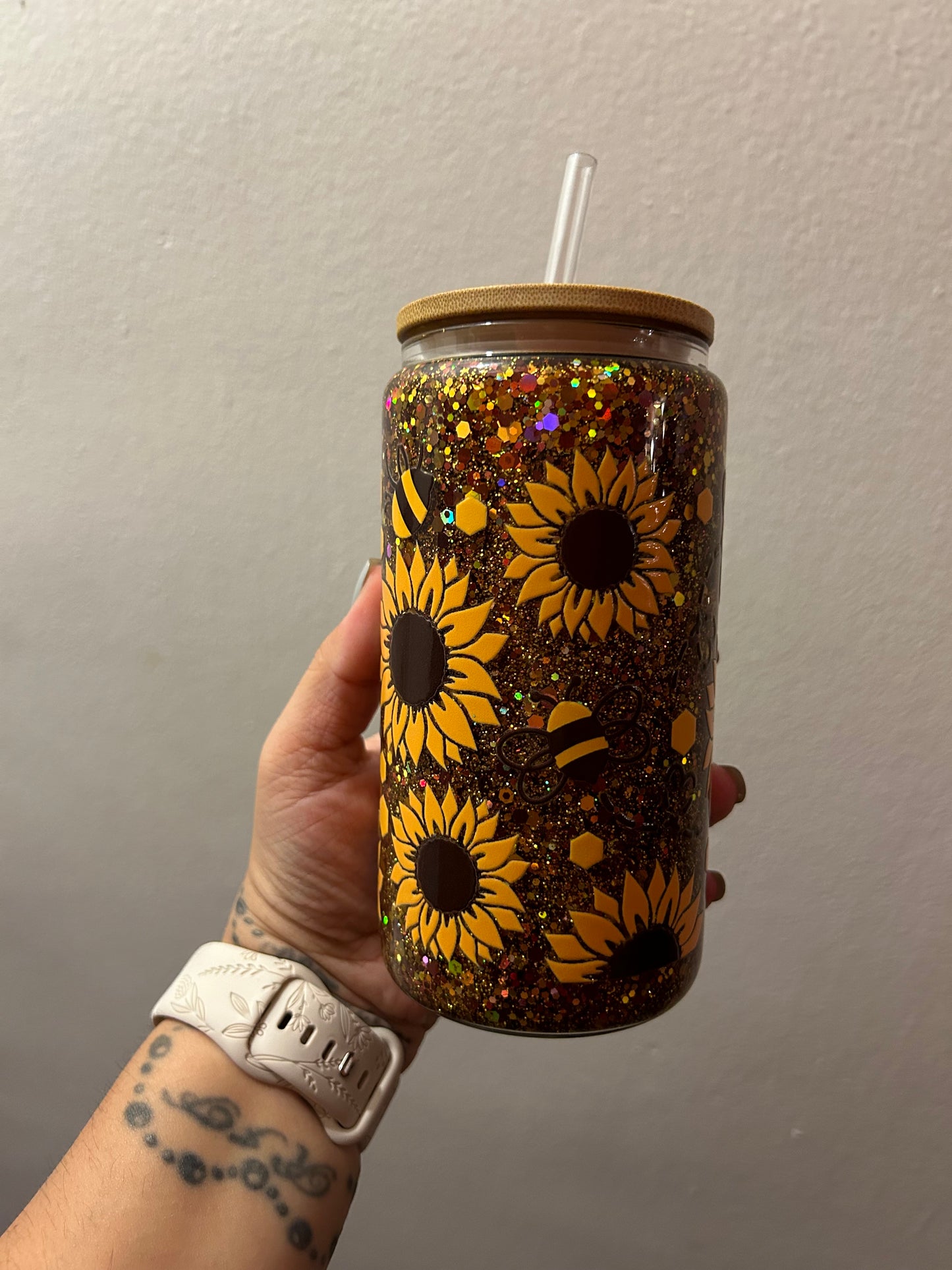 Pre-made Sunflower Snowglobe Cup | RTS