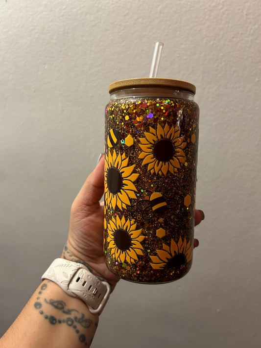 Pre-made Sunflower Snowglobe Cup | RTS